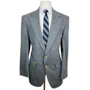 VINTAGE WOODMERE MENS 42L GOLD BUTTON 100% WOOL BLAZER SPORT COAT SUIT JACKET
